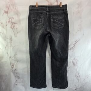 Chicos Jeans Women 10 X 27 1.5 Black Gray Short Crop Denim Platinum Straight